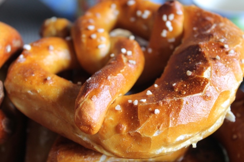 Traditional Bavarian soft pretzel. July 2014.